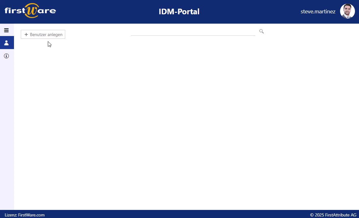 HR Manager legt neuen Benutzer im IDM-Portal an