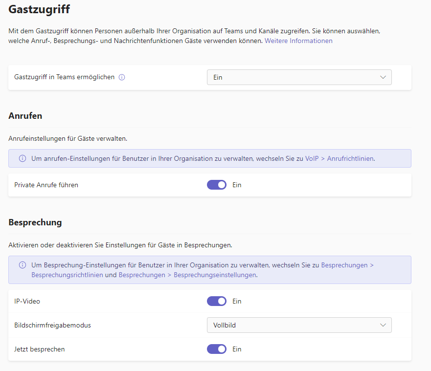 Steuern des Gastzugriffs im Teams Admin Center