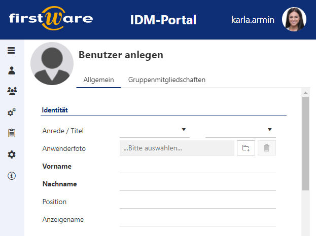 Einfache Oberflächen im IDM-Portal