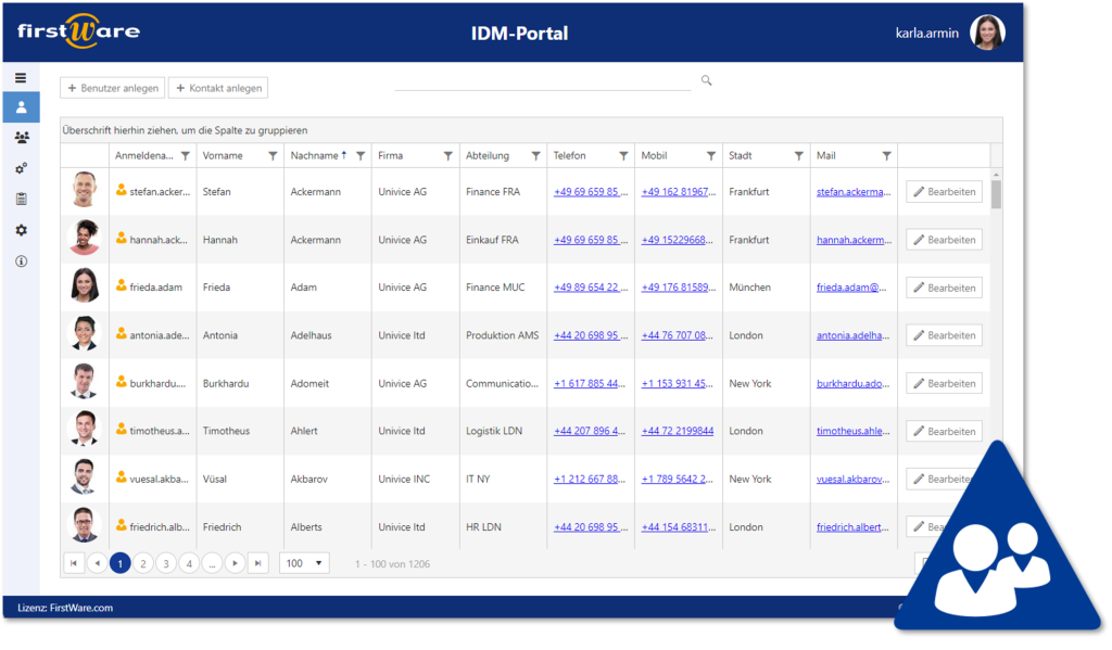 Ansicht aller User im IDM-Portal