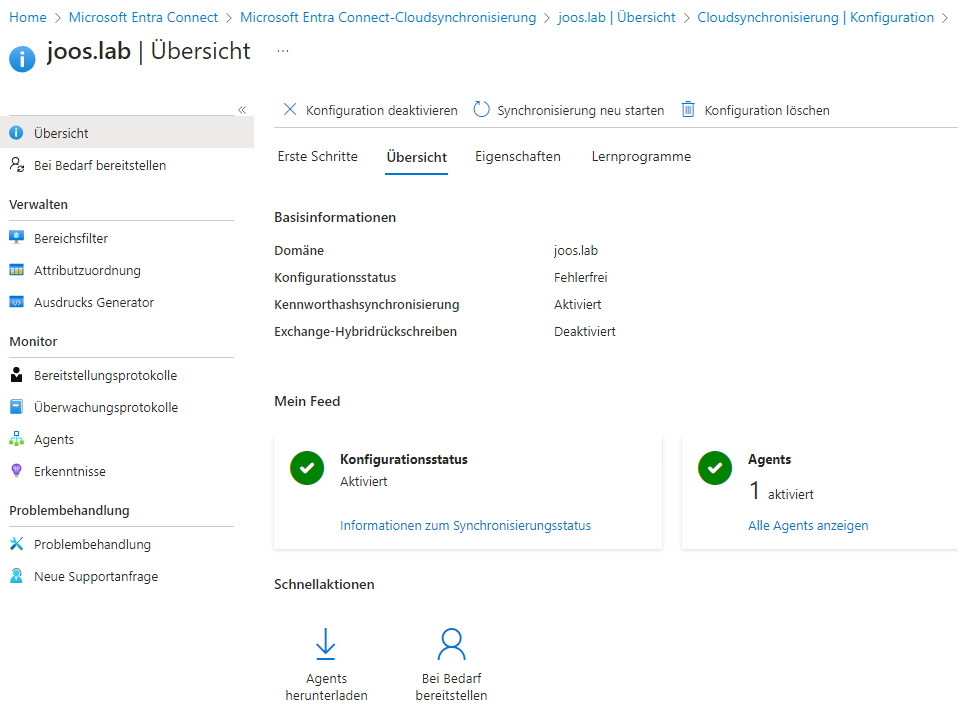 Synchronisierung von AD mit Entra ID über Entra Cloud Connect