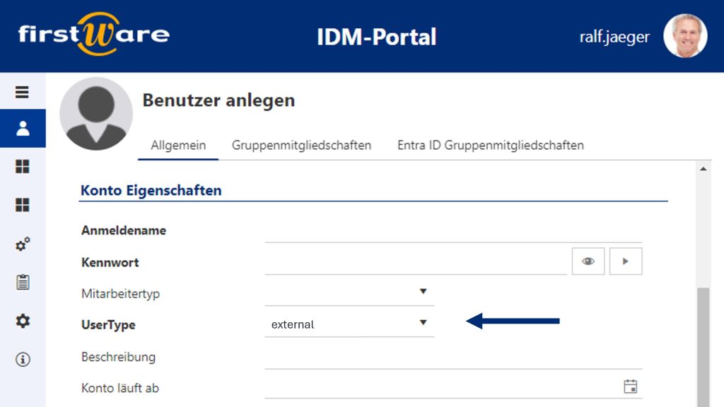 AD Gastkonten mit dem IDM-Portal verwalten 