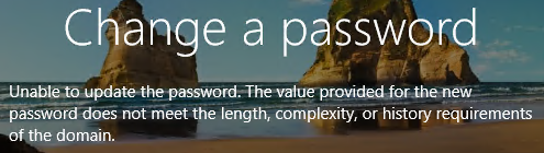Unable to update a password in Microsoft