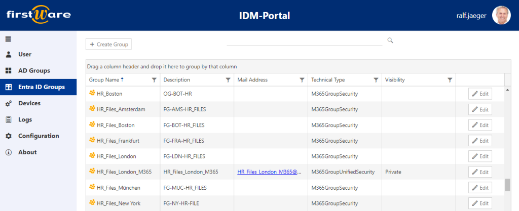 Manage Entra ID groups in IDM-Portal 5.1