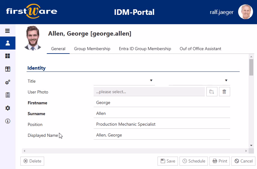 Delete user in IDM-Portal