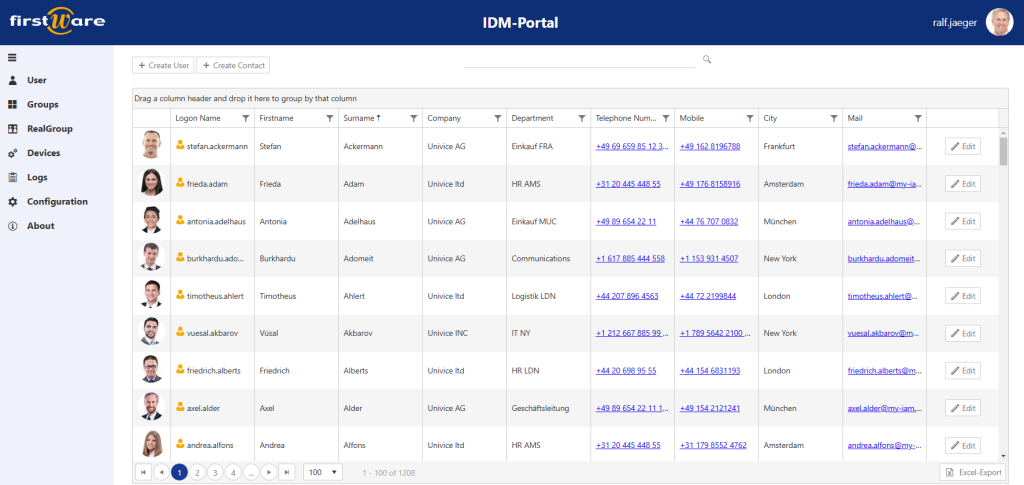 FirstWare IDM-Portal - A centralized user interface