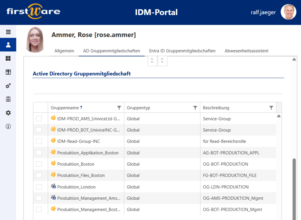 Alle Berechtigungen auf einen Blick im IDM-Portal Alle Berechtigungen auf einen Blick im IDM-Portal