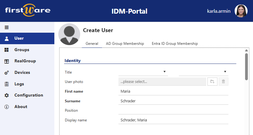 HR department creates a new user HR department creates a new user