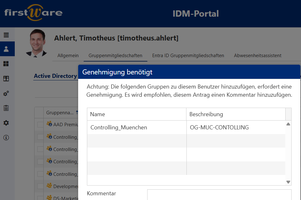 Genehmigungsworkflows im IDM-Portal Genehmigungsworkflows im IDM-Portal