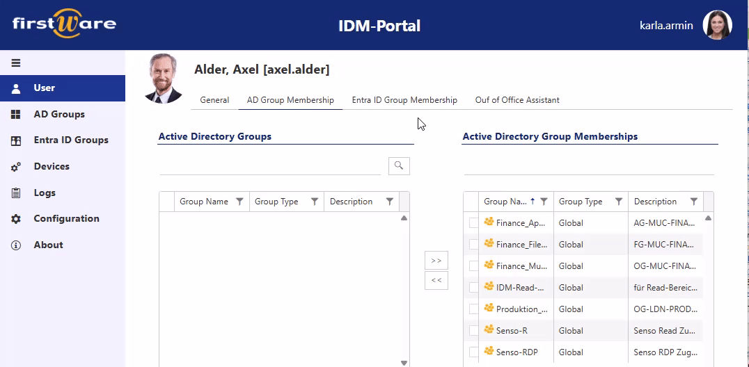 Group management in Entra ID and AD with IDM-Portal Group management in Entra ID and AD with IDM-Portal
