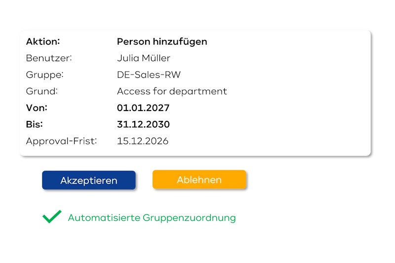 Genehmigungsworkflows im Zusammenspiel mit Automation Approval workflows in interaction with IAM automation