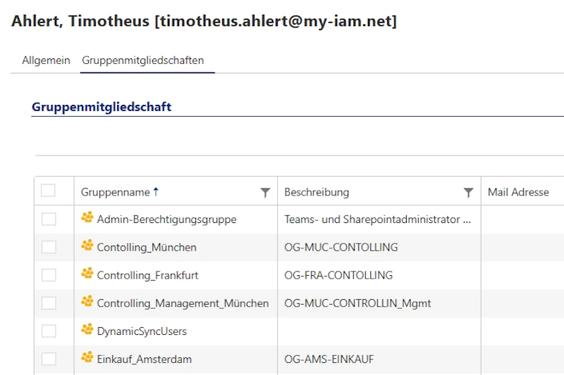 Clear display of group memberships in FirstWare IDM-Portal for greater security