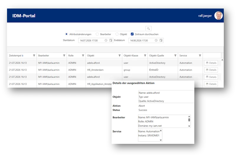 Lückenlose Nachvollziehbarkeit Revisionssichere Protokollierung der IAM Delegation im FirstWare IDM-Portal