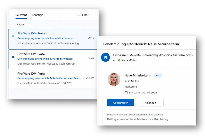 Secure delegation Role-Based Access Control with delegated approvals in the IDM-Portal