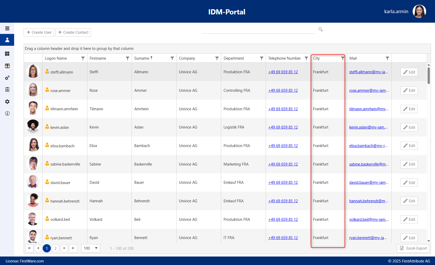 Helpdesk permissions limited to the Frankfurt location